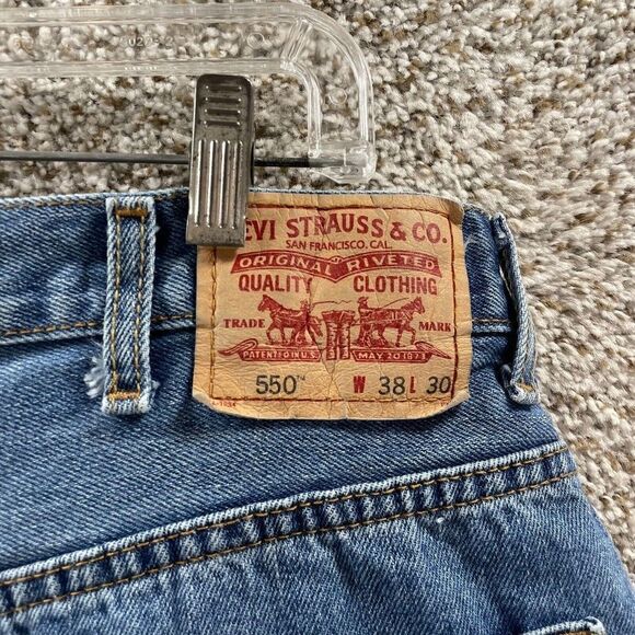 Levis Jeans Mens 38x30 Blue Denim Pants Relaxed Fit Casual Cotton Pockets Logo - Picture 8 of 11